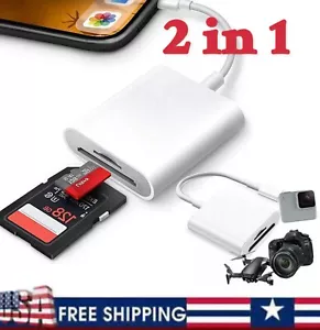 TF/SD Card Adapter Camera Reader for iPad iPhone6 7 8 Plus 13 14 15 Pro X Xs Lot - Picture 1 of 22