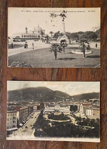 Nice (Francia), Jardin Public, 1908 e 1914 - 2 cartoline, formato piccolo - Picture 1 of 2