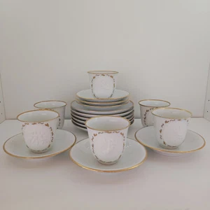 Bing & Gröndahl Kaffeeservice 6 Personen,Biskuitporzellan Medaillon Engel Putti - Bild 1 von 24