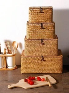 Willow Woven Storage Basket with Lid & Handles – Decorative Toy/Laundry Box - Picture 1 of 8