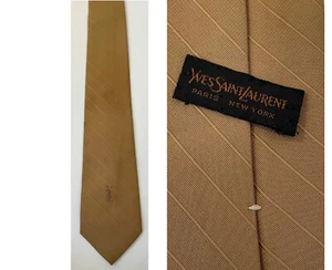 Yves Saint Laurent Brown Striped High End Designer Tie Necktie - Picture 1 of 4