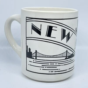 vtg New York 10oz black and white mug Art Deco Style Font - Picture 1 of 12