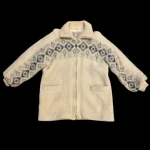Vintage HILDA LTD 100% Wool Sweater Jacket Full Zip Lined Iceland Women’s Large - Picture 1 of 6