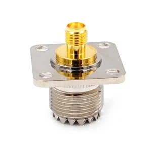 Flange Mount SO-239 UHF Female Jack to SMA Female Jack RF Panel Connector 4 Hole - Picture 1 of 6