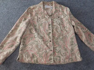 Alfred Dunner Jacket Womens 10 Beige Floral button lightweight designer - Picture 1 of 13