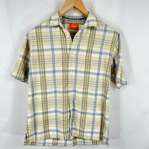 Tommy Bahama SZ M Plaid Silk Blend Short Sleeve Button Up Shirt Breezy Casual - Picture 1 of 14