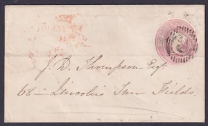 1851 1d rosa Umschlag Größe B London Verwendung hervorragendes HIGGS & CULLINGFORD geprägtes Siegel - Bild 1 von 3