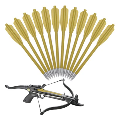 12pcs Mud Color Miniature Crossbow Bolts Plastic Body with Sharp Metal Point Tip - Image 1 of 4