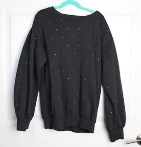 Girl's NEXT UK Black Stud Pink Rhinestones Crew Neck Drop Sleeve Sweatshirt 13 - Picture 1 of 4