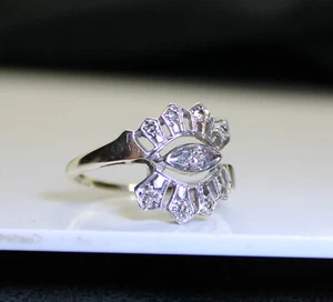Gorgeous Antique 14K White Gold .20Ct(1/5CTW) Diamond Cocktail Ring, Circa:1920s - Picture 1 of 6
