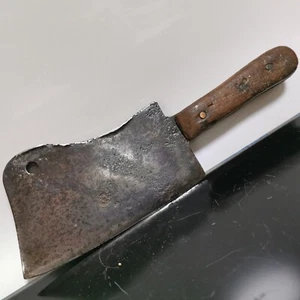 Antikes markenloses Fleischerbeil aus geschmiedetem Stahl Metzgermesser Axt Sammlerstück um 1800 - Bild 1 von 10