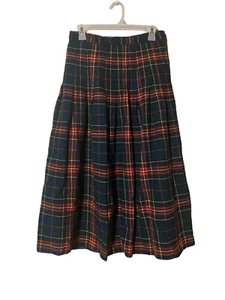 Gonna donna vintage Deans of Scotland 100% lana 12 rossa a quadri plissettata foderata midi - Foto 1 di 13