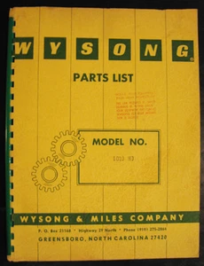 Wysong 1010 HD, Power Shear, manuale elenco ricambi 1968 - Foto 1 di 1