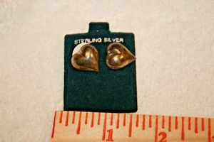 NOS Sterling Silver Heart Pierced Earrings some tarnish on 925 - Picture 1 of 3