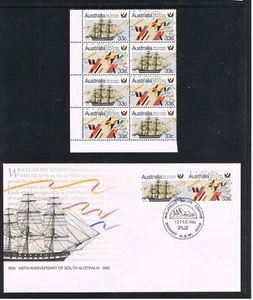 1986 150th Anniversary SA FDC PLUS Corner Block of 8 (4 Pairs of stamps) MNH - Picture 1 of 3