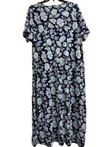 Land's Ends Women's Plus Size 1X Floral Print Multi-Shade Blue Modest Dress NWT - Picture 1 of 3