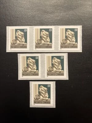 US Stamps SC#3447 10c NY Public Libra Coil Strip of 3 pair & Single MNH - Image 1 of 2