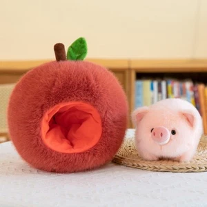 Divertido cerdo muñeco de peluche animal peluche suave manzana cerdo peluche niños regalo 10 pulgadas - Imagen 1 de 5
