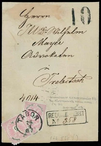 1883 ANK 46 + Ganzsachenausschnitt 5 Kreuzer seltene Mischung Brief Tabor n. Tre - Bild 1 von 1