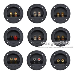 2pcs OD90mm Round 2 Way Speaker Junction Box Copper Wiring Terminal Binding Post - Picture 1 of 16