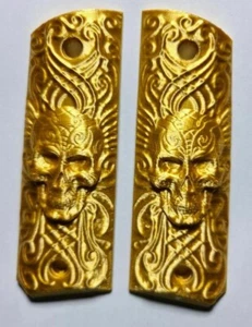 Colt 1911 Griffschalen Grips Skull 3D PLA Gold - Bild 1 von 1
