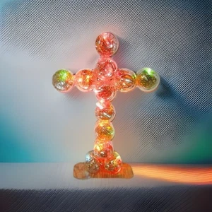 Vtg Light Up Cross Acrylic Wood 15" Hand Crafted Religious Nativity Christmas - Picture 1 of 8