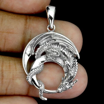 Joyería colgante de plata de ley 925 con piedras preciosas de dragón Foto 1 de 4