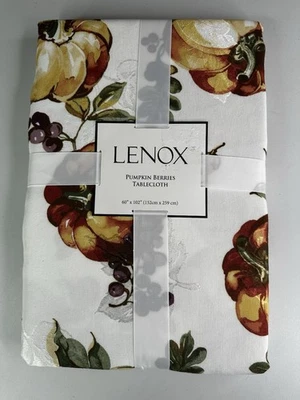 LENOX THANKSGIVING PUMPKIN BERRIES TABLECLOTH 60 x 102 INCHES Fall NEW - Image 1 of 4