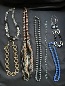 Bead Necklaces Chains Multicolored Fashion Crafts Lot Of 7 - Picture 1 of 5