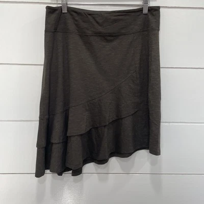 Horny Toad Skirt Womens Medium Brown Asymmetrical Layered Tencel Organic Cotton - Image 1 of 4