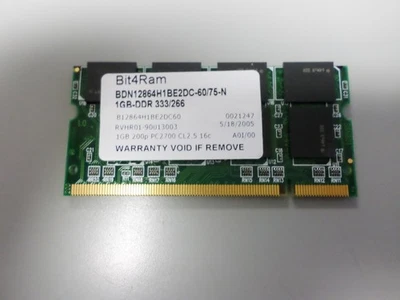 1GB 1x1GB PC-2700S DDR-333 SODIMM LAPTOP Memory - Image 1 of 3