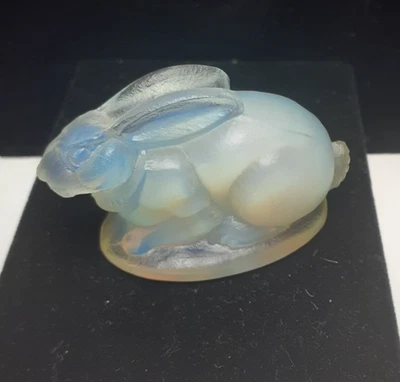 Vintage Sabino Paris -  Art Glass Opalescent  Bunny Rabbit Figurine 2" - image 1 of 4