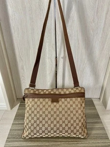 Bolso de Hombro GUCCI Patrón GG Cuero Lona Beige Diagonal 127 - Imagen 1 de 12