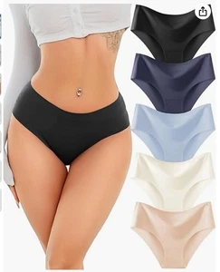 Seamless Underwear Sexy Mid Rise Brief Ladies No Show Bikini Panties Women's Che - Picture 1 of 8