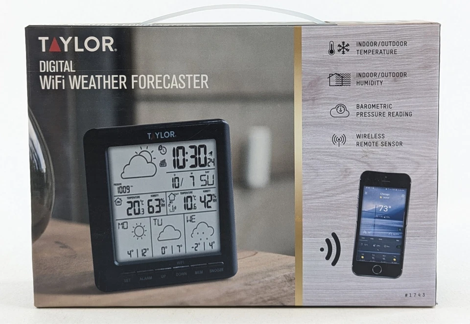 Taylor Digital WiFi Weather Station Forecaster w/ Wireless Remote Sensor - NEW - Image 1 of 4