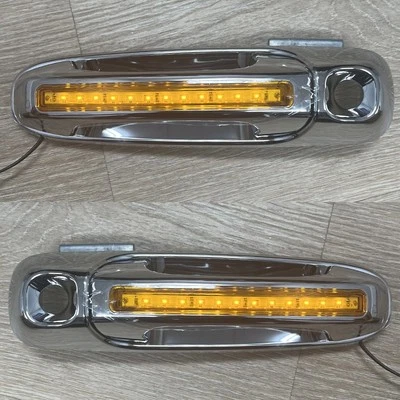 LED/AMBER Chrome Door Handles w/2 Keyholes for 2002-2008 Dodge Ram Std/Ext Cab — 第 1/4 张图片