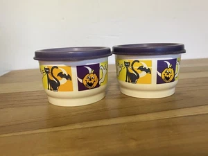 Tupperware (2) Halloween Snack Cups (4 oz)  Pumpkins, Bats, Black Cats, & Ghosts - Picture 1 of 9
