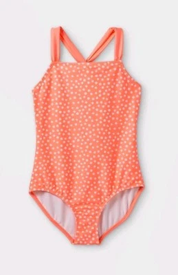 Traje de baño de una pieza a lunares naranja talla grande plus (10/12) para niñas - Cat & Jack Foto 1 de 4