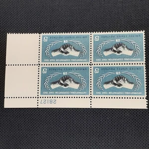 Vintage 1965 United States UN International Cooperation Year Stamp Block MNH - Picture 1 of 2