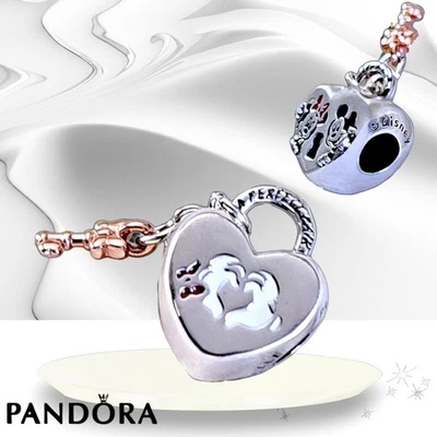 Pandora x Disney Mickey & Minnie Mouse Candado Dije 780109C01 VENDEDOR DE EE. UU.  Foto 1 de 4