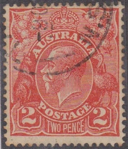 (R9-41) 1926 Australia 2d red variety retouched in cnr - Bild 1 von 1