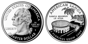 2009 S GEM BU PROOF AMERICAN SAMOA KEY DATE STATE PR/PF US QUARTER UNC COIN#3805 - Picture 1 of 1