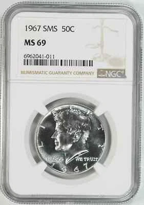 1967 SMS KENNEDY HALF DOLLAR 50C NGC CERTIFIED MS 69 MINT STATE UNC (011) - Image 1 of 4