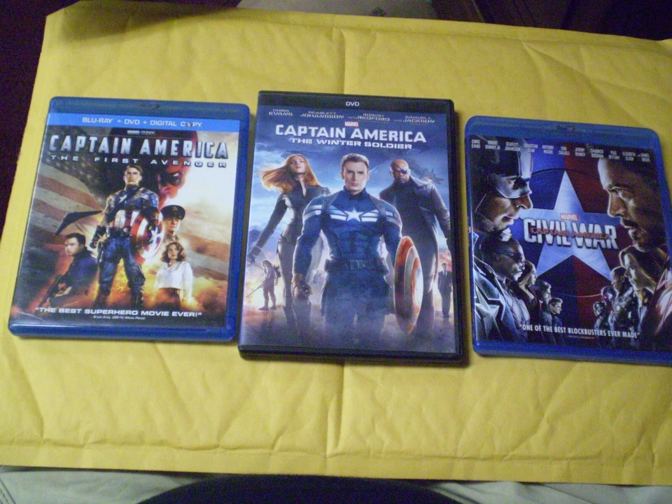 (3) Marvel Captain America  Blu-Ray/DVD Lot: All 3 Movies!!  Chris Evans - Image 1 of 1