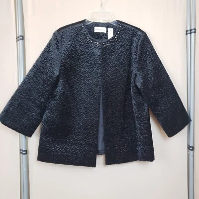 Size 14 Jacket Faux Persian Lamb Jeweled Neckline Evening Glam Party Cocktail - Изображение 1 из 4