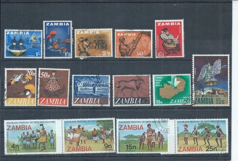Zambia stamps.  Earlier used lot. Most of the top values on the 1964 (AC985) Cover