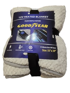 GOODYEAR 12V WAFFLE PLUSHED HEATED BLANKET 55”x 39” - Picture 1 of 1