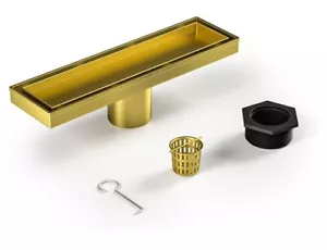 Bernkot Linear Duschablauf 12”, Edelstahl, Gold Farbe OD 2” Ablauf Neu - Bild 1 von 6
