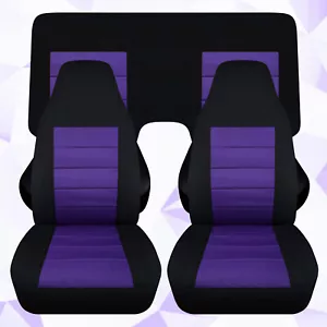 Se adapta a fundas de asiento de coche delanteras Chevy Camaro 1971-1981 + banco trasero 3 piezas negro-púrpura - Imagen 1 de 10