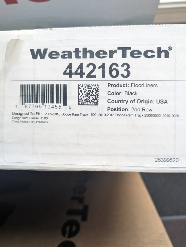 WeatherTech 2nd Row 442163 Multiple Dodge/Ram - Image 1 of 1